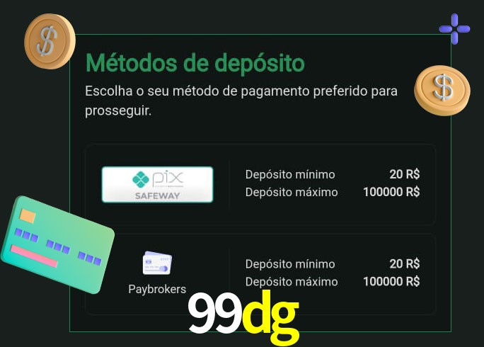 O cassino 99dg oferece uma grande variedade de métodos de pagamento